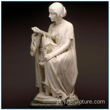 Elegante tamanho da vida White Marble Reading Lady Statue